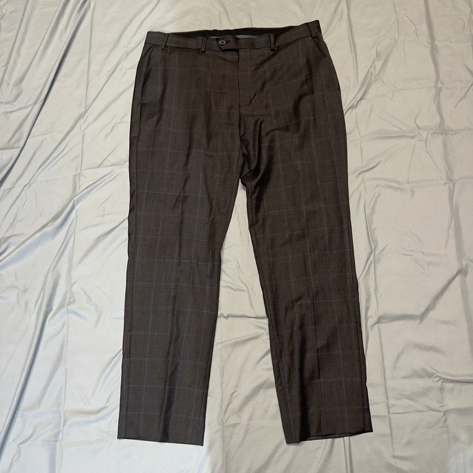 Pantalón Lauren Ralph Lauren Para Hombre 36x30 Marrón Cuadros Negro Etiqueta Plisado Foto 1 de 4