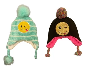 Cappelli Soc Invernali Bambina Faccia Sorridente Reversibile Caldo Fuzzy Neve Freddo Natale - Foto 1 di 13