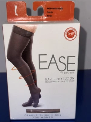 Therafirm Ease Compression Socks Opaque Thigh High 15-20 mmHg Medium Short Sand - Image 1 of 4