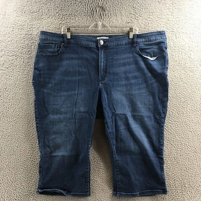 Corto Lane Bryant tiro medio pedal para mujer 26 azul denim mezcla de algodón tiro alto cremallera Foto 1 de 4