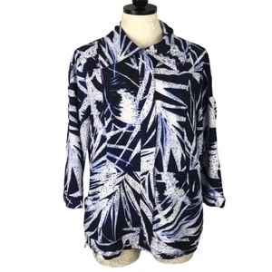 Chico’s Zenergy Jacke blau Blätterprint Reißverschluss Damen Gr. M - Bild 1 von 6