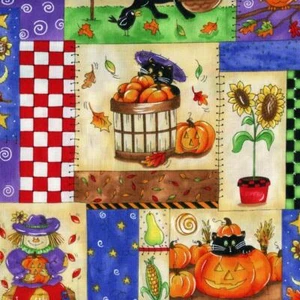 Happy Harvest Halloween Scarecrow Cat 58" Quilt Sew Fabric TIMELESS TREASURES - Picture 1 of 1