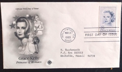 GRACE KELLY ACTRESS PRINCESS OF MONACO 1993  PCS CACHET FDC VF Cover