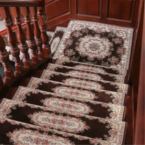 Elegant Floral Self-adhesive Stairs Carpet Non-Slip Rug Stair Treads Chose Size - Picture 1 of 16