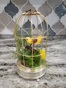 Vtg Hong Kong Musical Motion Yellow Cannary Bird Cage Toy Display Animatronic - Picture 1 of 12