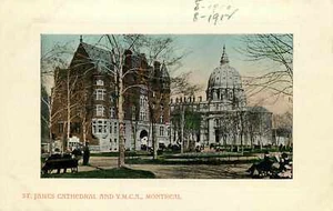 Postcard YMCA Building St. James Cathedral Montreal Divided Unposted - Picture 1 of 2