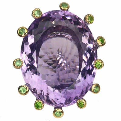 Shola Vero Naturali Lilla Ametista Anello Tgl 18 Argento Sterling R729 - Immagine 1 di 3