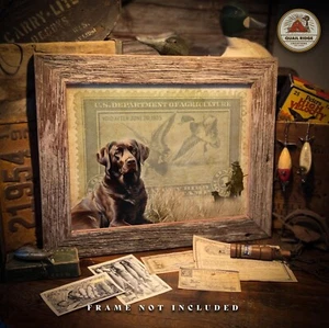 Vintage Duck Stamp Art Print 11X14 Black Lab Duck Hunting Art Cabin Wall Decor - Picture 1 of 9