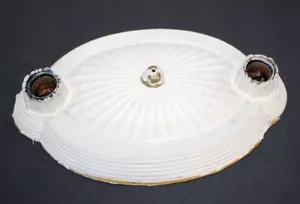 Lightolier Art Deco Brass Flush 2-Light Ceiling Fixture ~ Painted Needs Refinish - Picture 1 of 20