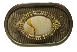 Hebilla de cinturón occidental vintage de piedras preciosas, tono plateado - Imagen 1 de 3