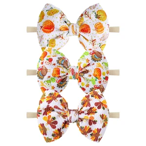 Yanjie Thanksgiving Turkey Hair Bow Headband for Baby Girls and Toddlers - Picture 1 of 7