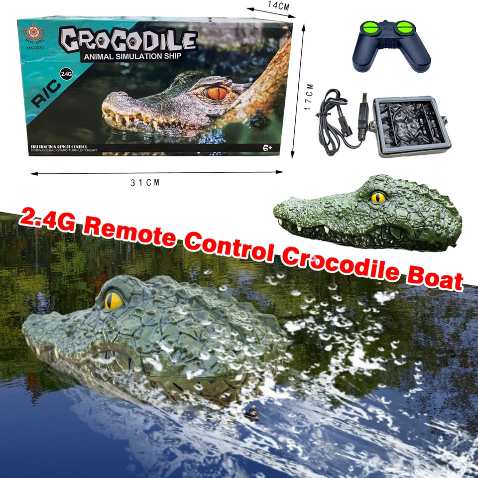 Crocodile Head Remote Control Boat Electric Spoof Toys Drive Birds Pool Decor - Image 1 of 4