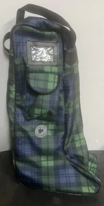 Centaur Equestrian Travelware Boot Bag Classic Green Plaid - Picture 1 of 8