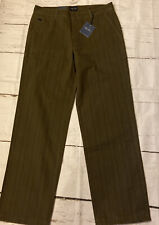 New Indigo Palms Denim Co Tommy Bahama Men's Olive Green Strip Khaki Pants 34x32