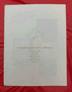 1989 Chrysler "NEW YORKER / LeBARON / CONQUEST +" - Original Car Brochure - Picture 1 of 5