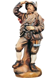 Estatua Alpinista CM 15 Esculpida En Madera De Valgardena Decorada A Mano - Imagen 1 de 1