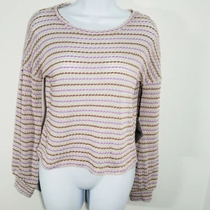 New Sweet and Sinful Knit Top Womens Medium M Multicolor Striped Crop Casual - Picture 1 of 7