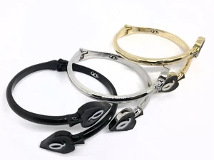 QOS Queen Of Spades Branded Charm Open Hinged Cuff Snake Bracelet, Hotwife Vixen - Picture 1 of 6