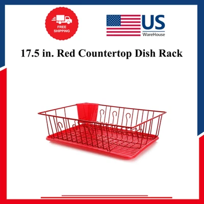 17,5 pulgadas Estante para platos de encimera rojo Foto 1 de 4