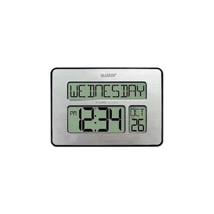 513-1419-INT Atomic Full Calendar Clock with Extra Large Digits - Silver, 9.8... - Picture 1 of 3