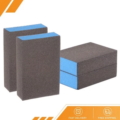 Pacote com 4 blocos de esponja de lixa 500-600 grãos bloco de lixa 100x70x25mm marrom azul - Imagem 1 de 4