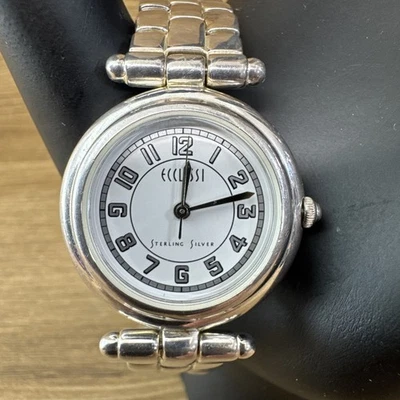 Solid 925 Sterling Silver ECCLISSI Ladies Watch White Face New Battery Tested - Image 1 of 4
