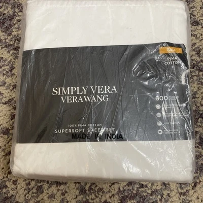Juego de sábanas súper suaves Simply Vera, tamaño completo, blancas, 600 hilos Foto 1 de 4