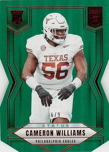 CAMERON WILLIAMS 2025 DONRUSS ELITE VERDE FUSTELLATO ROOKIE 6/9 AQUILE #184 - Foto 1 di 2