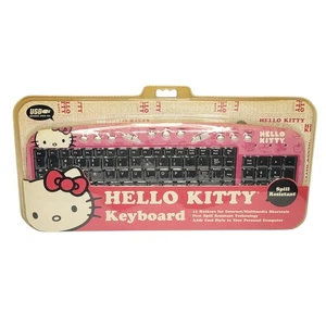 Hello Kitty USB Keyboard Pink Black Sanrio 11 Hot Keys Function New Sealed - Afbeelding 1 van 9