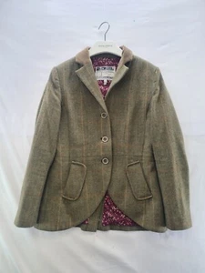 Joules Blazer Jacket Size 12 Toad Green Tweed Pure Wool Parade Harcombe Hunting - Picture 1 of 9