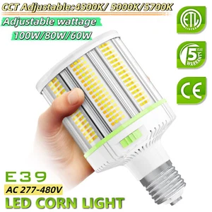 LED Corn Light E39 100W/80W/60W Warehouse Workshop High Bay Bulb 4500/5000/5700K - Picture 1 of 13