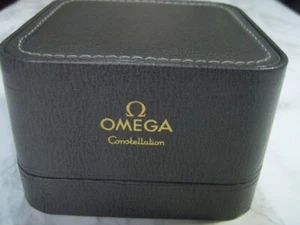 Caja de presentación de cuero gris vacío Omega Constellation vintage rara - Imagen 1 de 5