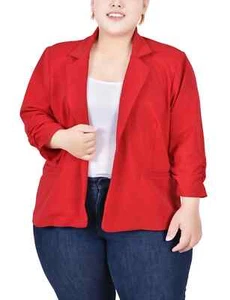 NY COLLECTION Petite Women’s Scuba Crepe Blazer Size PL NWT Red - Picture 1 of 2