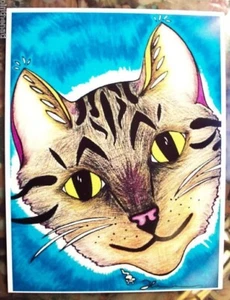 ART PRINTS Original Artwork Trudy Rosenbalm mystudiointhenati SAWYER CAT FACE - Picture 1 of 12