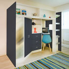 Stamford High Sleeper Cabin Bed Mirror Desk Wardrobe Drawers Grey/Whit R0860GW