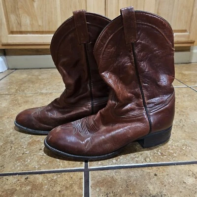 Botas de Vaquero Tony Lama De Colección Talla 10.5 D Cuero Marrón Tobillo Western Foto 1 de 4