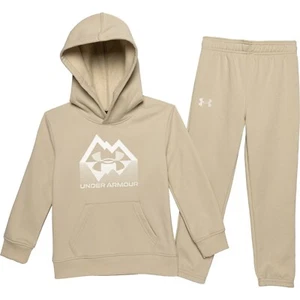 UNDER ARMOUR Khaki Tan Stature Logo 2 PC Set Hoodie and Joggers Boys Size 6 NEW - Picture 1 of 2