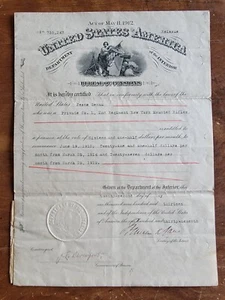 Dipartimento degli Interni 1918 WWI Certificato Pensione - Firma Franklin K Lane - Foto 1 di 7