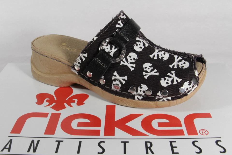 Zuecos Rieker Niñas Tela Sabot Negro/Blanco ¡Nuevos! Foto 1 de 4