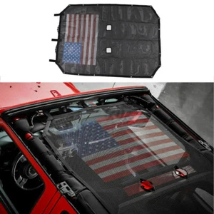 fit Jeep Wrangler JK 4dr Car Sunshade Top Cover UV Protection USA Flag Roof Mesh - Bild 1 von 11