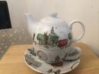 Cath Kidston Tea for One Billie Goes To Town Teapot Cup Saucer Trio In Vgc