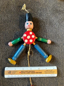 JAPAN - Wooden Pull String Puppet Jumping Jack Dancing Clown - VINTAGE - Picture 1 of 3