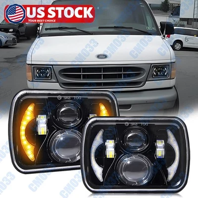 Par de faros LED 7x6" Hi-Lo DRL giro para furgoneta Ford E-150 E-250 E-350 1982-2012 Foto 1 de 4