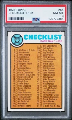 Lista de verificación 1973 Topps #54 1-132 venta centrada/belleza recién graduada PSA 8 Foto 1 de 2