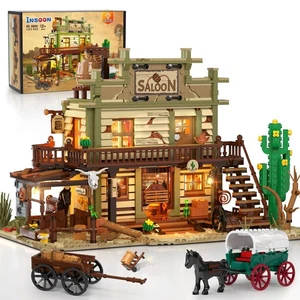 Western Saloon Bauset mit LED Licht, Wild West Baustein Spielzeug 1727... - Bild 1 von 9