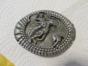 Vintage EGE 1993 Rodeo Cowboy Calf Roping Belt Buckle USA - Picture 1 of 3