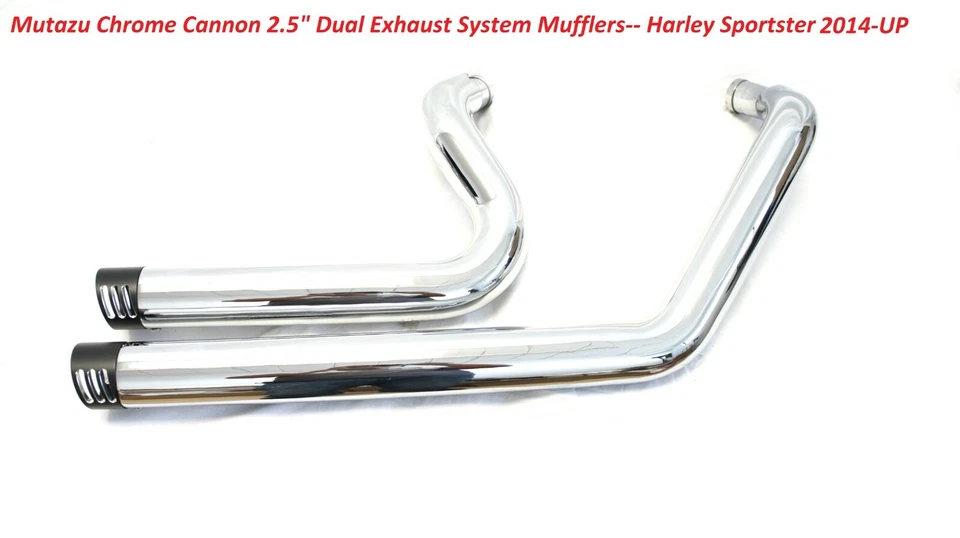 Silenciadores de escape dobles Mutazu cromados de 2,5" para Harley Sportster 14-UP Foto 1 de 4