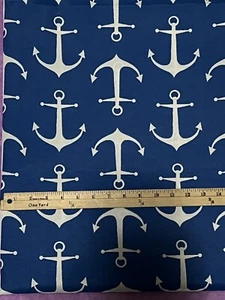 3 Yards Anchor Outdoor Fabric by The Yard Ocean Nautical Decor Upholstery Fabric - Picture 1 of 4