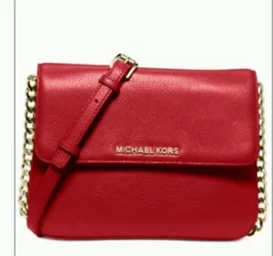 NEU! Michael Kors Bedford Chili rot/gold Doppelzwickel Umhängetasche Leder* - Bild 1 von 8