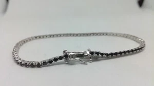 BRACCIALE ARGENTO TENNIS RODIATO MM 3 ZIRCONI NERI 4 GRIFFE CM 18 EXPLOIT - Foto 1 di 5